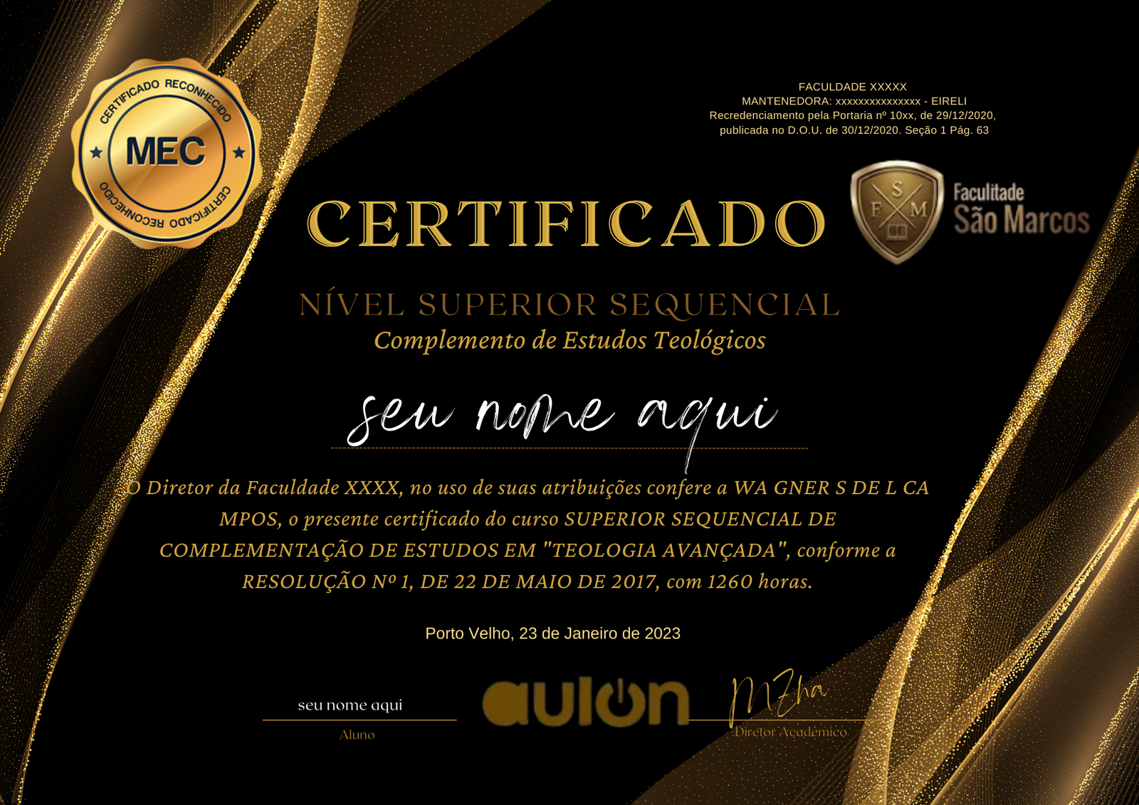 Certificado Superior Sequencial em Teologia